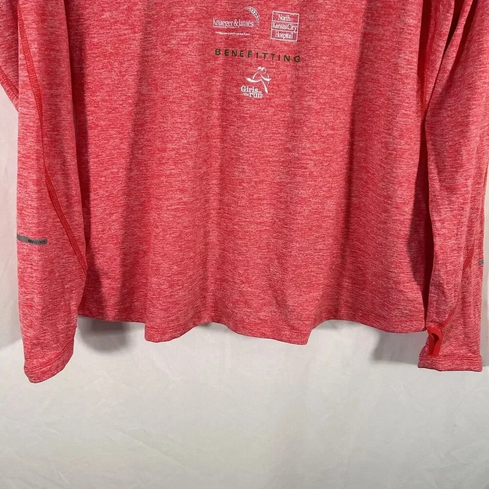 Nike Running Jacket Women's Large Red Long Sleeve 1/4 Zip Pullover 5K Shirt